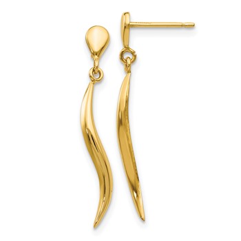 14k Polished Wavy Dangle Post Earrings