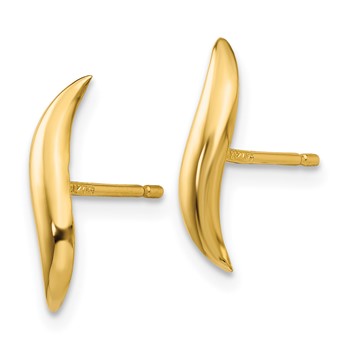 14k Polished 3x13mm Fancy Wave Post Earrings — alternate view