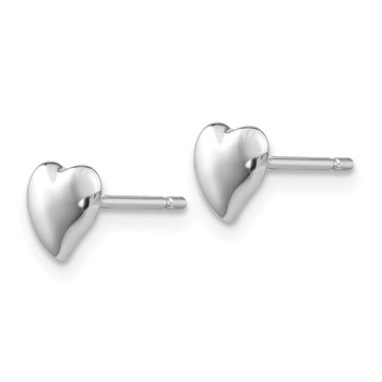 14k White Gold Polished Heart Post Earrings — alternate view