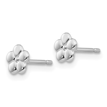 14k White Gold Polished Flower Post Earrings — alternate view