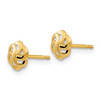 14k Polished Flower Post Earrings — alternate view