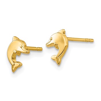 14k Polished Mini Dolphin Post Earrings — alternate view