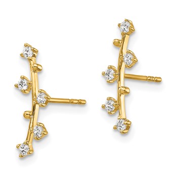 14k Polished Bar CZ Post Earrings — alternate view