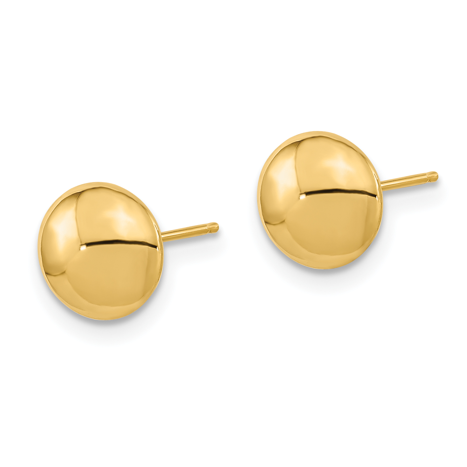 Puffed Round Button Post Earrings 14k Yellow Gold 8mm Women's Hollow detailed image 2