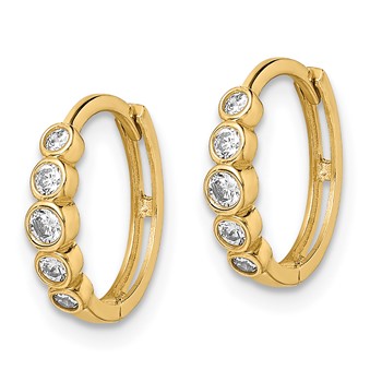 14K CZ Hinged Hoop Earrings — alternate view