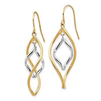 14K Two-tone Fancy Twisted Dangle French Hook Earrings — alternate view