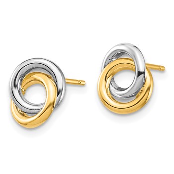 14k and White Rhodium 9.7mm Intertwined Circles Post Earrings — alternate view