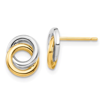 14k and White Rhodium 9.7mm Intertwined Circles Post Earrings