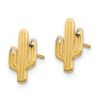 14K Cactus CZ Stud Earrings — alternate view