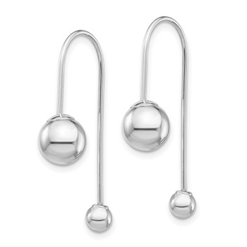 14K White Gold 8mm Bead with 4mm Screw-on Bead Threader Earrings — alternate view