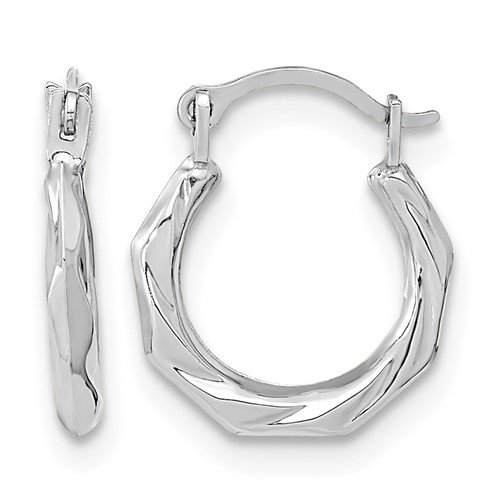 14K White Gold Polished Twist Hoop Earrings
