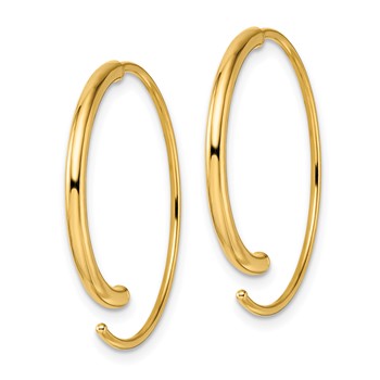 14k Polished Round Wire Threader Earrings — alternate view