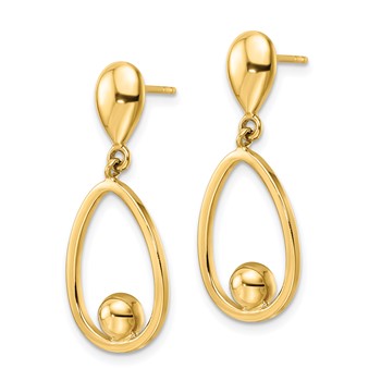 14k Polished Teardrop Dangle Post Earrings — alternate view