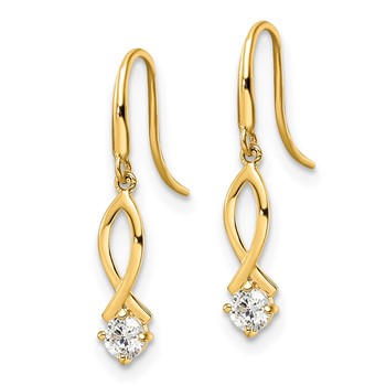 14k Oval with CZ Dangle French Hook Earrings — alternate view