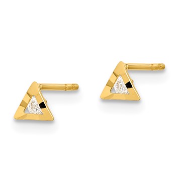 14K Polished Triangle with CZ Post Earrings — alternate view