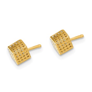 14K Gold Hollow Block Post Earrings — alternate view