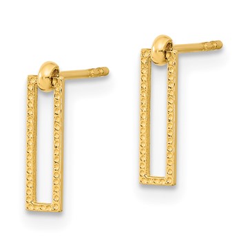 14K Polished Open Rectangle Dangle Post Earrings — alternate view