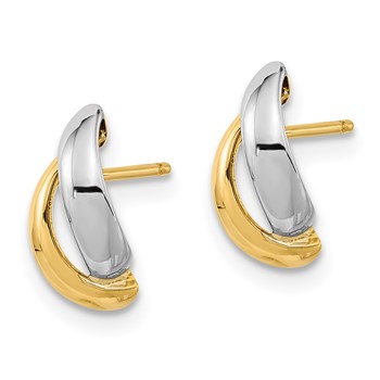 14K Gold White Rhodium Fancy Teardrop Post Earrings — alternate view