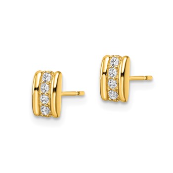 14K Polished CZ Curved Bar Post Earrings — alternate view