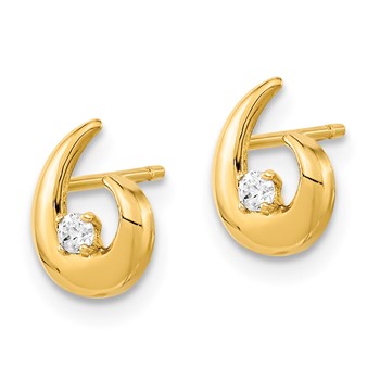 14K Polished CZ Fancy Post Earrings — alternate view