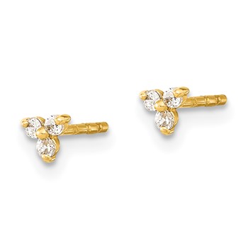 14K Polished 3-Stone CZ Triangle Post Earrings — alternate view