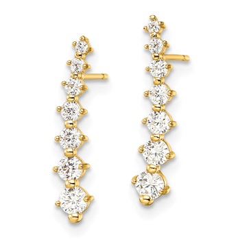 14K Polished Graduated White CZ Post Earrings — alternate view