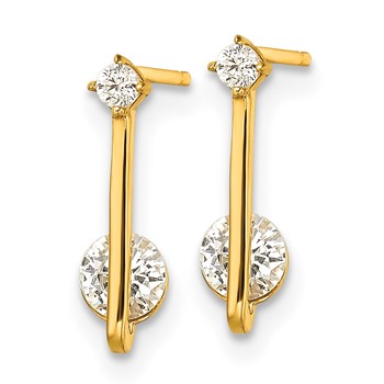 14k Yellow Gold Polished CZ Drop Post Earrings — alternate view