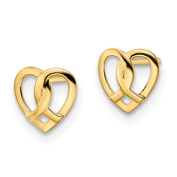 14k Polished Twisted Heart Post Earrings — alternate view