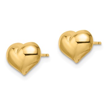 14k 7x10mm Polished Puffed Heart Post Earrings — alternate view