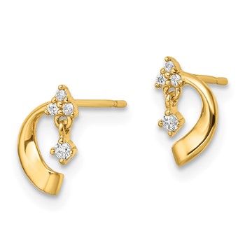 14K CZ and Curved Moon Post Earrings — alternate view