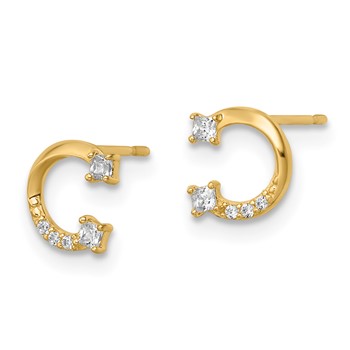 14k CZ Horseshoe Post Earrings — alternate view