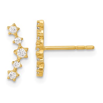 14K Polished Fancy CZ Arc Post Earrings