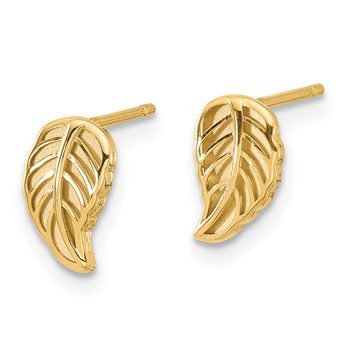 14K Two-tone Cut-out Leaf Post Earrings — alternate view
