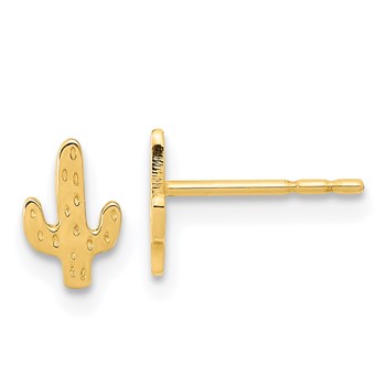 14K Polished Small Cactus Post Earrings