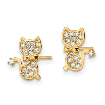 14k CZ Cat Post Earrings — alternate view