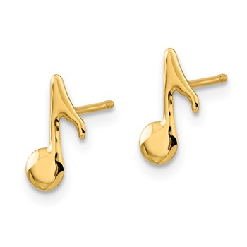 14K Polished Music Note Post Earrings — alternate view