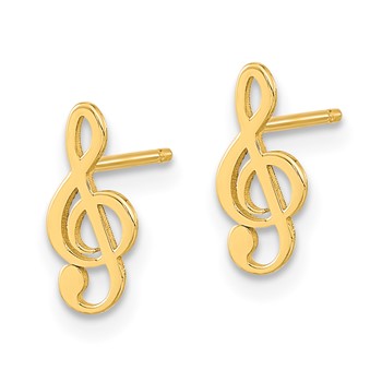 14K Polished Musical Treble Clef Post Earrings — alternate view