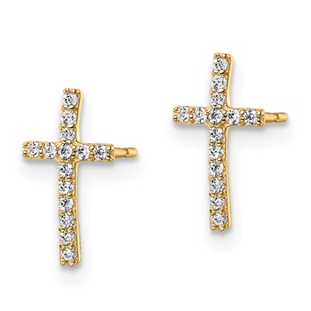 14k CZ Cross Post Earrings — alternate view