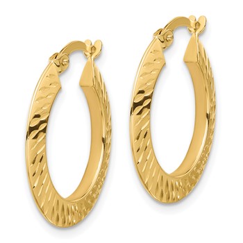 14K Polished and Diamond-cut Knife Edge Hoop Earrings — alternate view