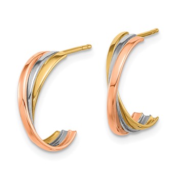 14K Twisted Tri-color Hoop Post Earrings — alternate view