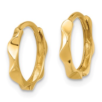 14K Polished Wavy Hinged Hoop Earrings — alternate view