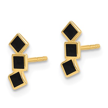 14K Black Epoxy Squares Post Earrings — alternate view