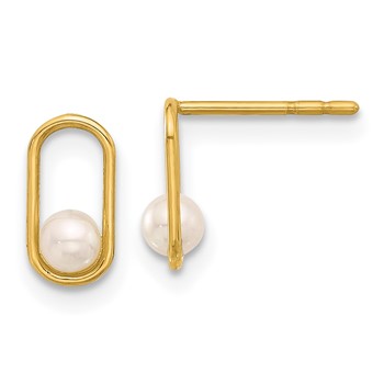 14K Freshwater Cultured Pearl in Oval Post Earrings