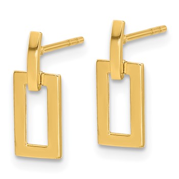 14K Polished Open Rectangle Dangle Post Earrings — alternate view