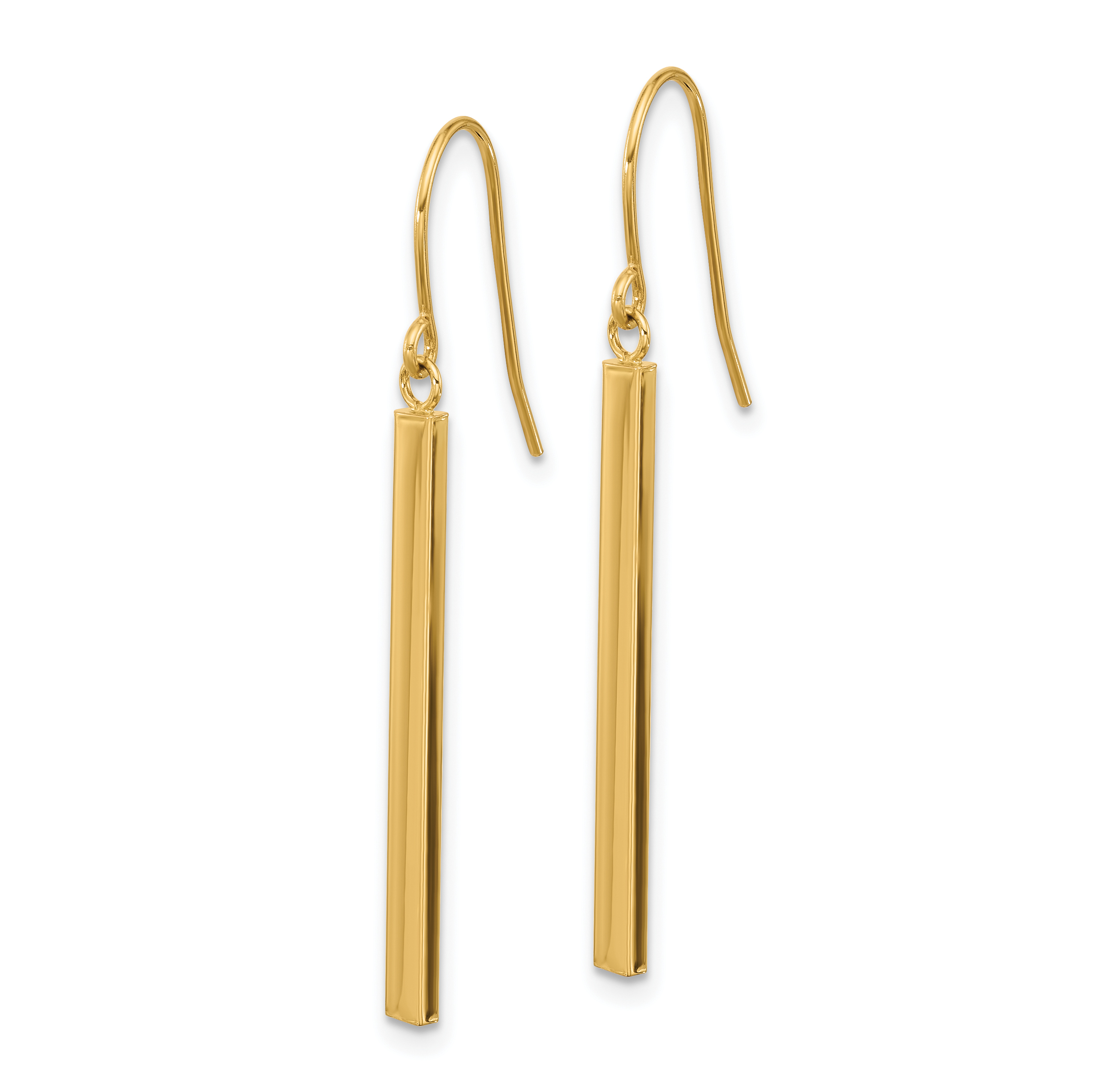 Bar Dangle French Hook Earrings 14k Yellow Gold 41.3x1.5mm Women's detailed image 2