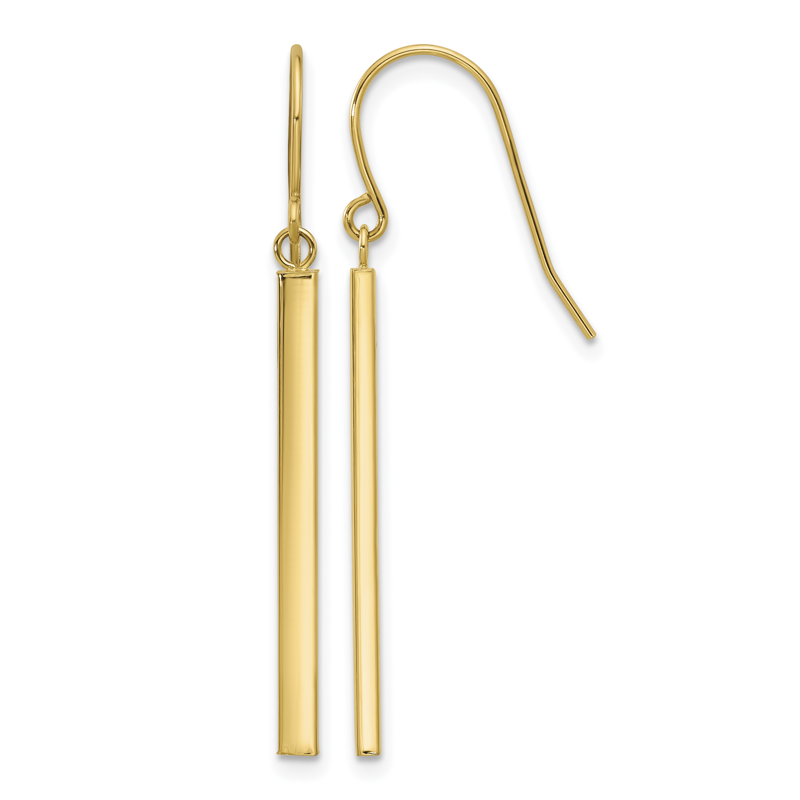 Bar Dangle French Hook Earrings 14k Yellow Gold 41.3x1.5mm Women's main product image