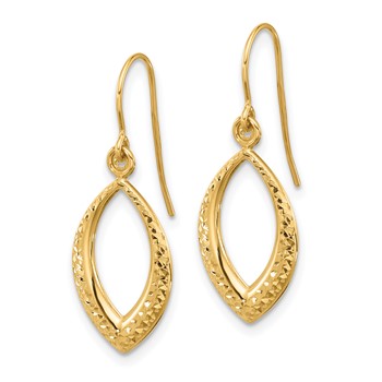 14K Diamond-cut Oval Dangle French Hook Earrings — alternate view