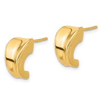 14K Polished J-Hoop Post Earrings — alternate view