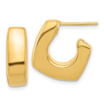 14K Polished Square J-Hoop Post Earrings