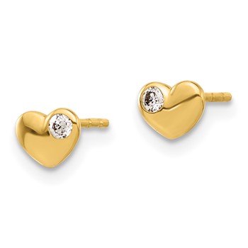 14K CZ Heart Post Earrings — alternate view